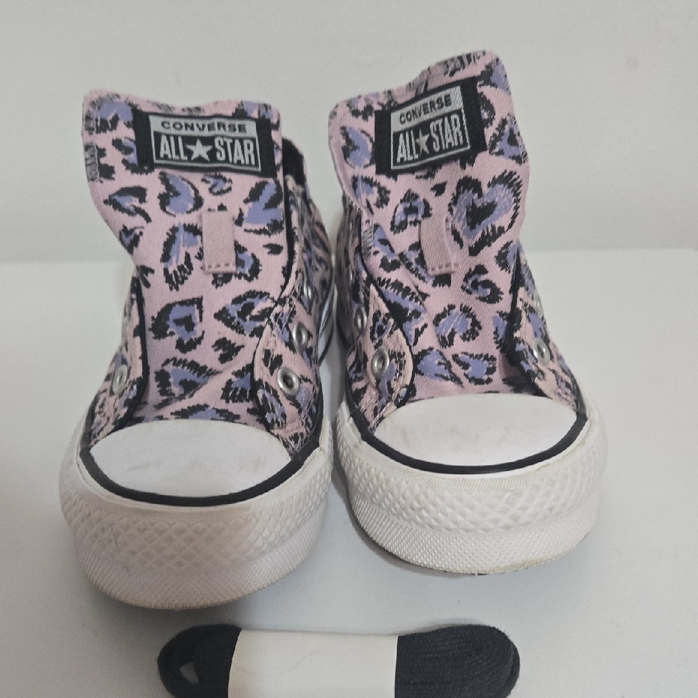 Converse Pink and Black Leopard Sneakers